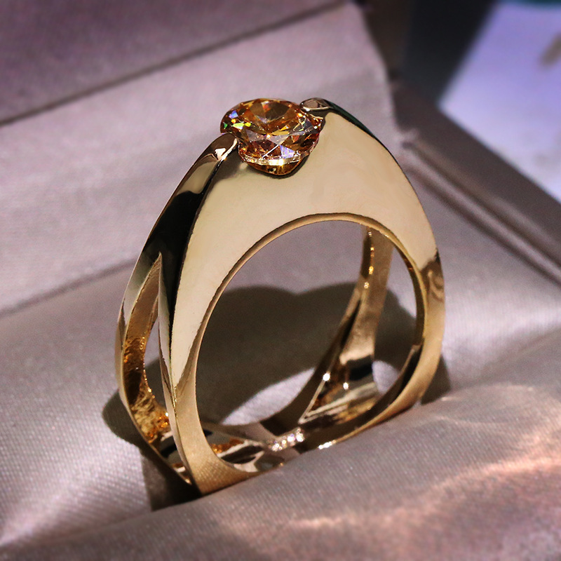 Bague De Mariage En Or Rose Avec Strass Pour Femmes, Nouvelle De Bijoux De Luxe – Image 3
