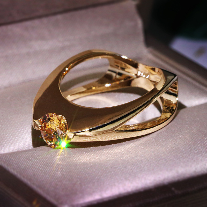 Bague De Mariage En Or Rose Avec Strass Pour Femmes, Nouvelle De Bijoux De Luxe – Image 4