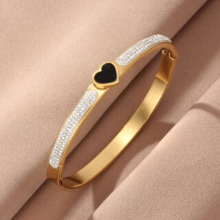 Stainless Steel Inlaid Rhinestone Buckle Bracelet