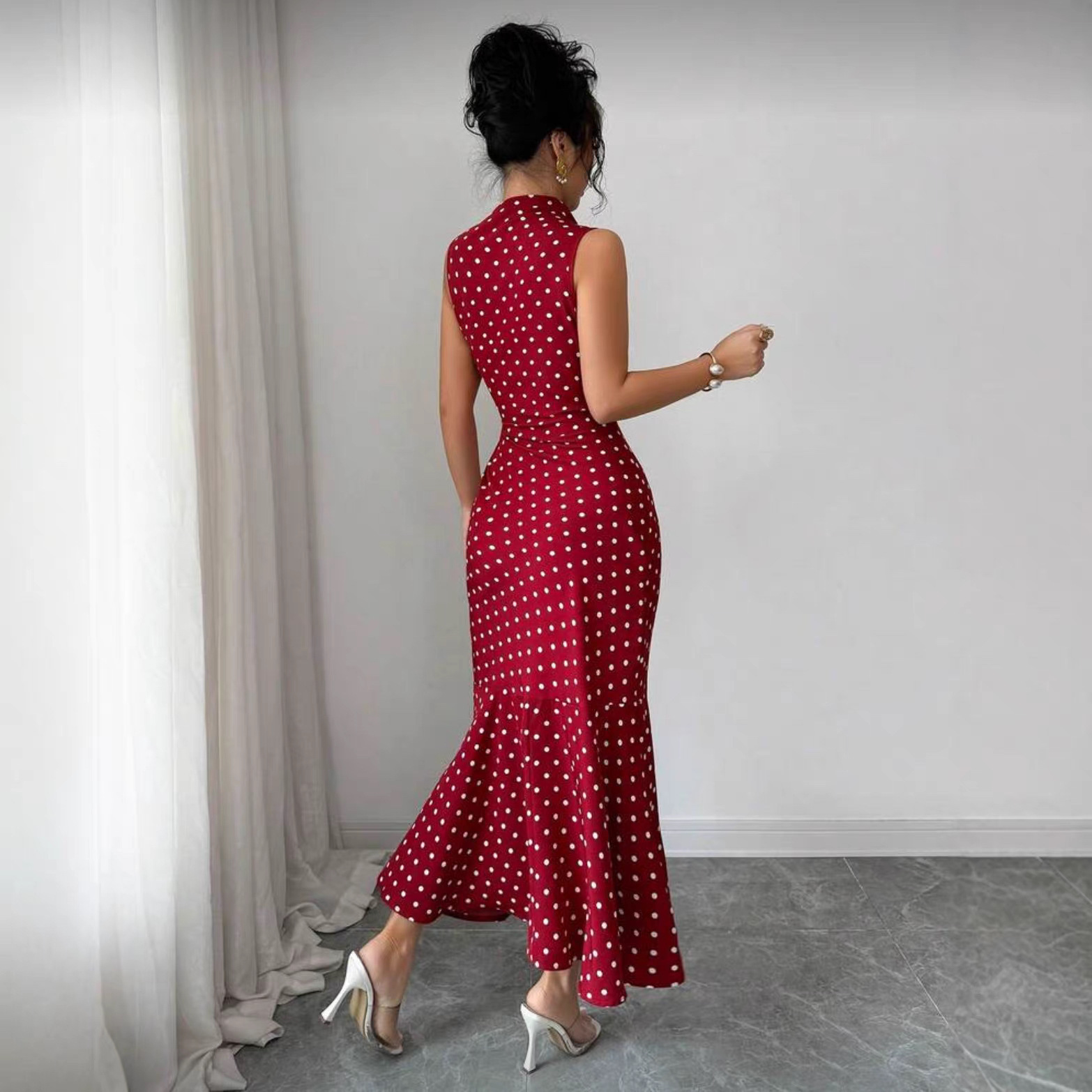 Womens Polka-dot Elegant And Chic Dress - Image 3