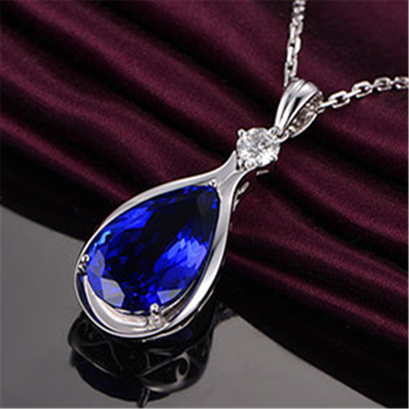 Angel Eyes Blue Crystal Sapphire Tanzanite Pendant Necklaces For Women Jewelry Bijoux Party Fashion Gifts – Image 2