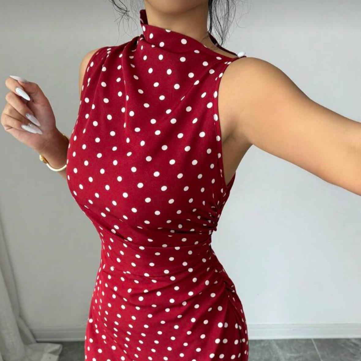 Womens Polka-dot Elegant And Chic Dress - Image 5