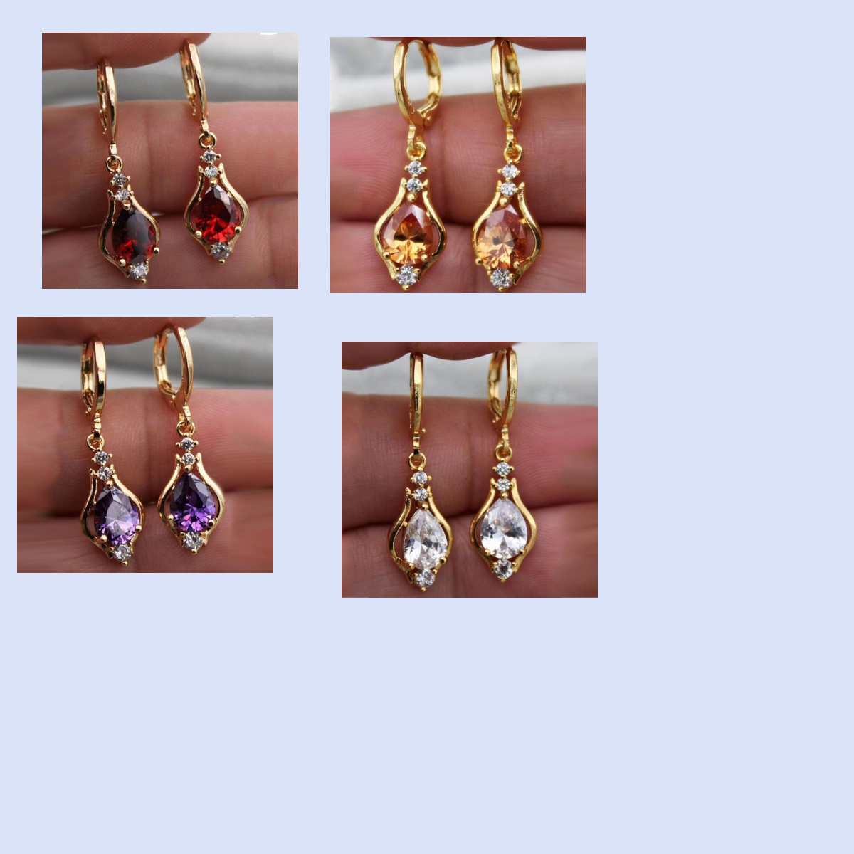 Purple Zircon All-match Drop-shaped Temperament Earrings - Image 10