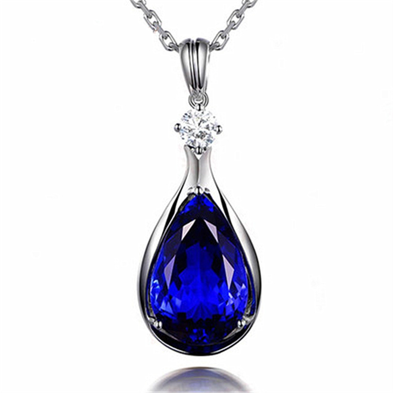 Angel Eyes Blue Crystal Sapphire Tanzanite Pendant Necklaces For Women Jewelry Bijoux Party Fashion Gifts – Image 3