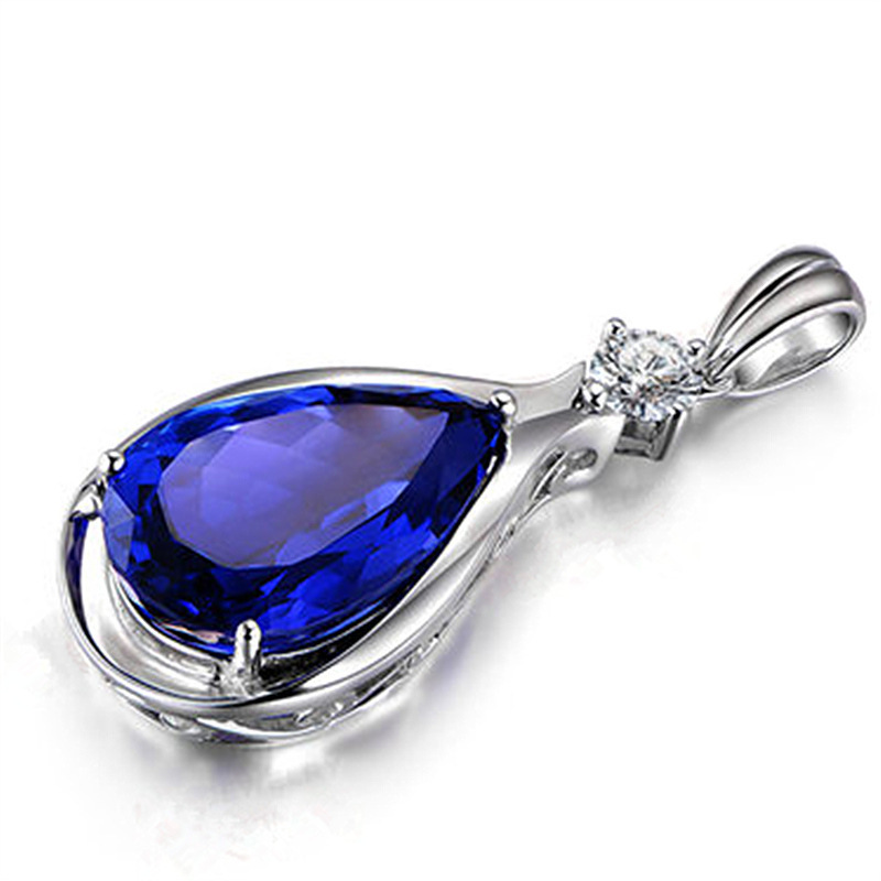 Angel Eyes Blue Crystal Sapphire Tanzanite Pendant Necklaces For Women Jewelry Bijoux Party Fashion Gifts – Image 5