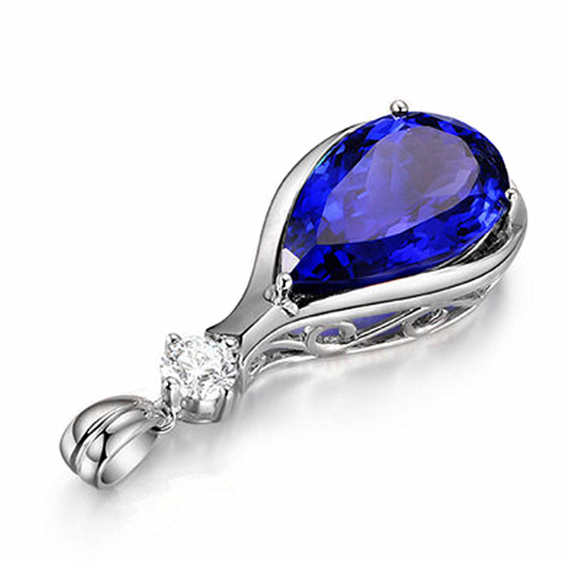 Angel Eyes Blue Crystal Sapphire Tanzanite Pendant Necklaces For Women Jewelry Bijoux Party Fashion Gifts – Image 4