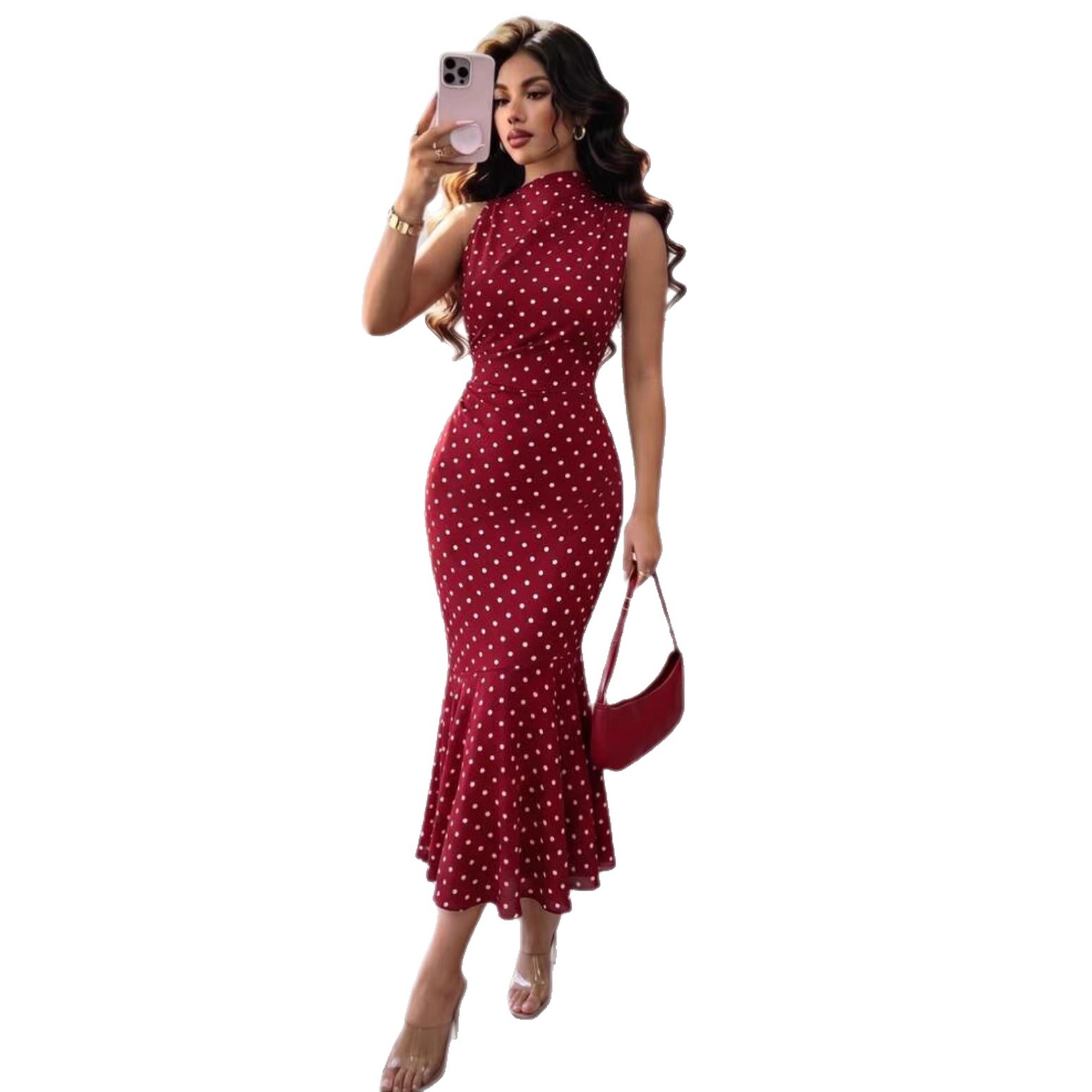 Womens Polka-dot Elegant And Chic Dress - Image 4