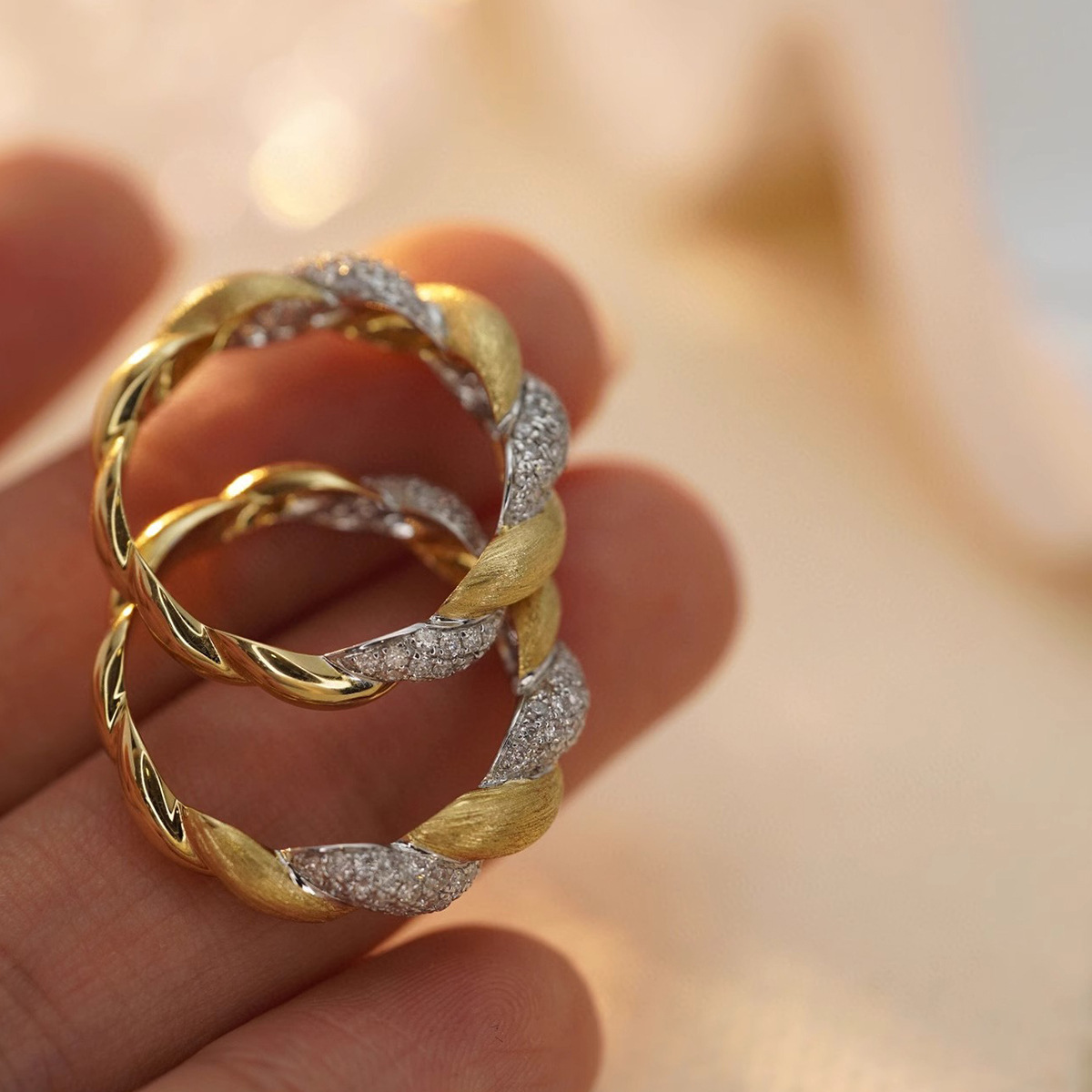 S925 Sterling Silver Ring Points Golden Women's – Image 5
