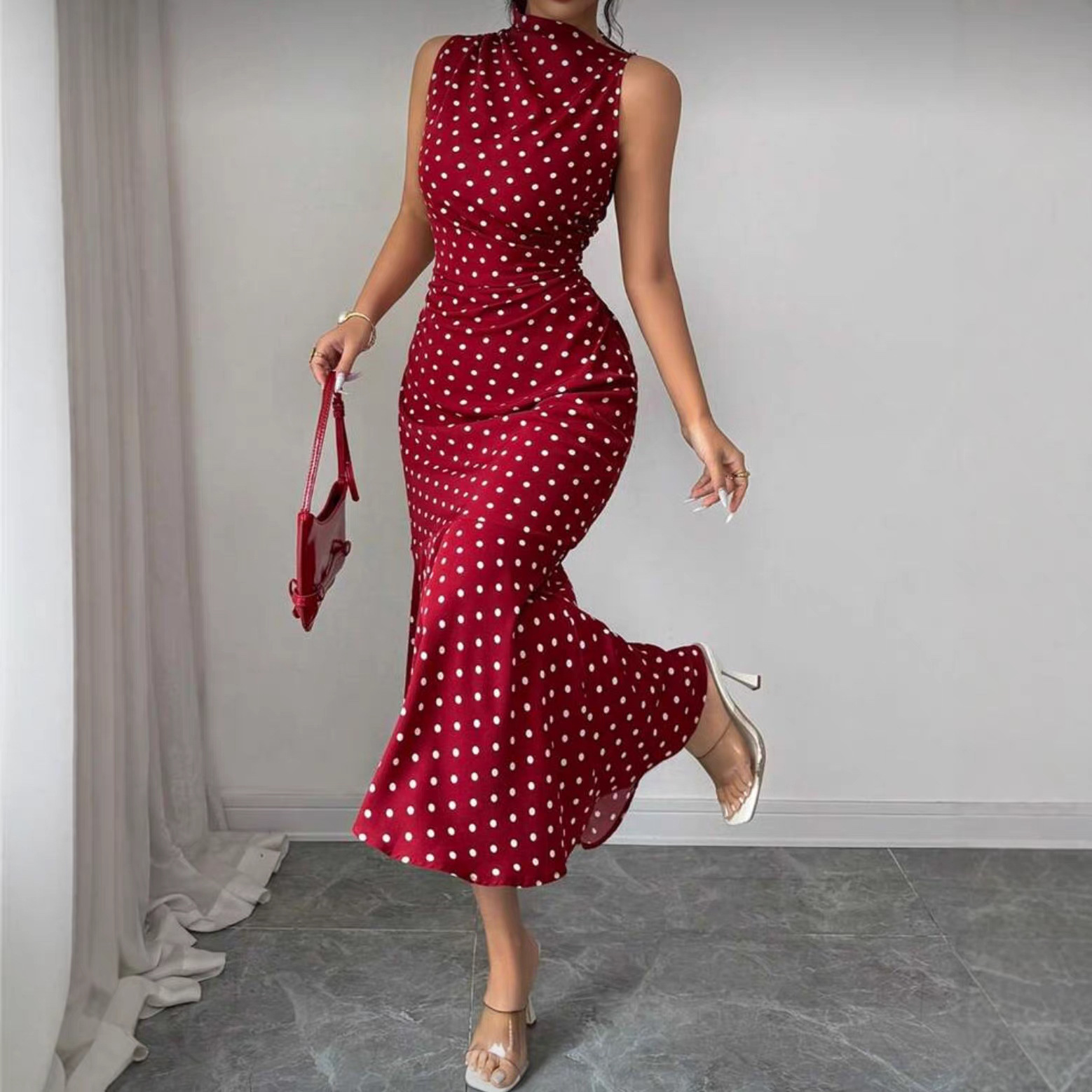 Womens Polka-dot Elegant And Chic Dress - Image 2
